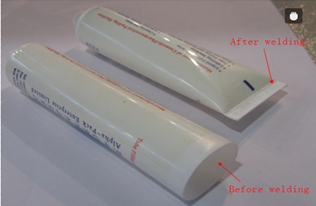welding samples from ultrasonic tubes sealer वेल्डिंग नमूनों के साथ.jpg
