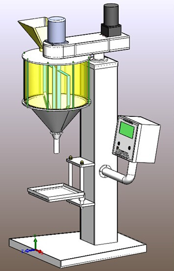 CAD illustration of powder filling machine filler.jpg के लिए चित्रण ड्राइंग